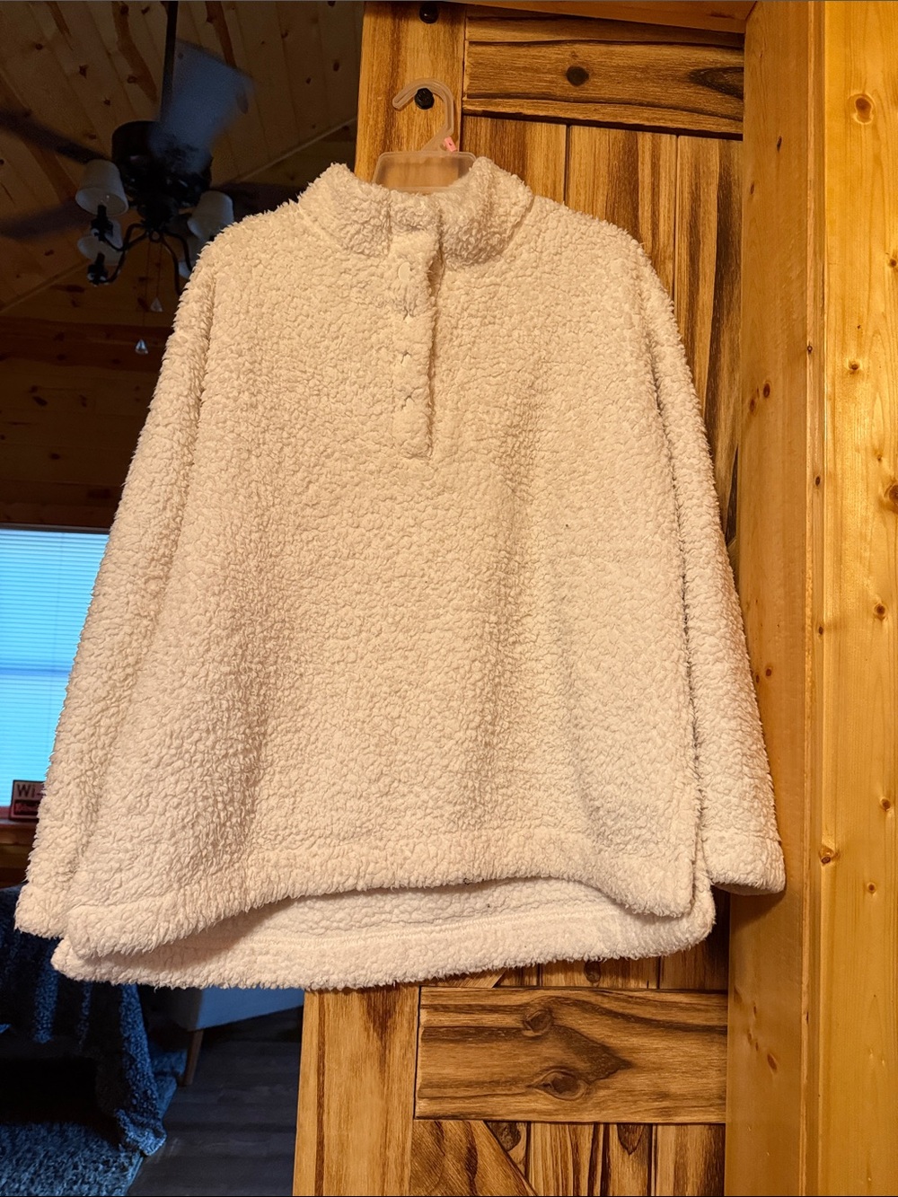 Timing Ivory Sherpa Snap Pullover Jacket